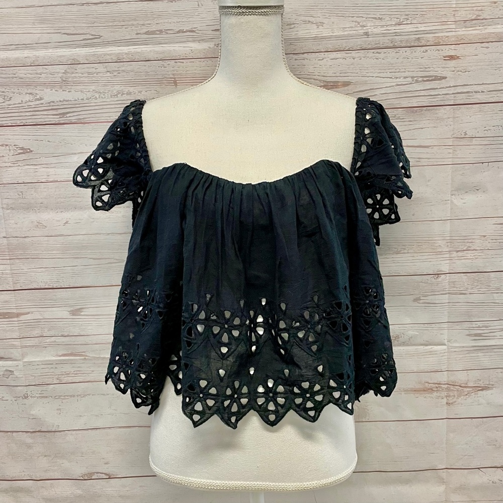 Stone Cold Fox black eyelet holy tube top